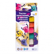 Тесто-пластилин Genio Kids Набор с блестками 6 цветов, 180 гр
