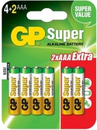 Батарейка GP Super LR03/24A 6BP (4+2) тип ААА