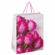 Пакет подарочный ЗОЛОТАЯ СКАЗКА "Розовые розы", 26x13x32 см