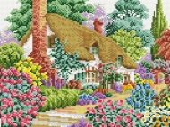 Мозаичная картина на подрамнике "Дом в саду", 40х33 см