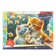 Картина по номерам  МУЛЬТИ АРТ "Котики", на подрамнике, 30х40 см, с частичным заполнением