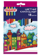 Карандаши цветные ПИФАГОР "СКАЗОЧНЫЙ ГОРОД", 18 цветов, шестигранные