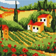 Мозаичная картина на подрамнике "Сельский пейзаж", 20х20 см