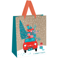 Пакет подарочный MESHU "New year", 26*32*12см, крафт