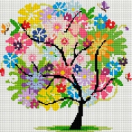 Мозаичная картина на подрамнике "Древо Весны", 30х30 см