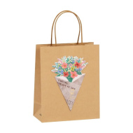 Пакет подарочный крафтовый I LIKE GIFT Brown Kraft», multi-colored flowers, 21*25,5*10 см