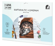 Картина по номерам на картоне ТРИ СОВЫ "Аниме девочка с котом", 30*40, с акриловыми красками и кистями