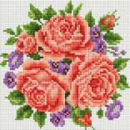 Мозаичная картина на подрамнике "Розы и фиалки", 20х20 см