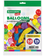 Шар воздушный BRAUBERG 25 см, К50, цвета ассорт