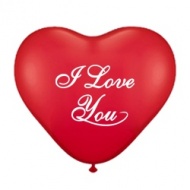 Шар резиновый сердце с рисунком "I love you" (красный, пастель), 25 см