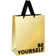 Пакет подарочный MESHU "Be yourself", металлизированный картон, 26*32*12см 
