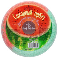 Шипучая соль для ванн Лаборатория Катрин, Пончик Candy baht bar  "Сахарный арбуз". 130 г