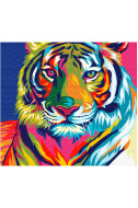 Живопись по номерам на картоне Azart "Радужный тигр", 40х30 см