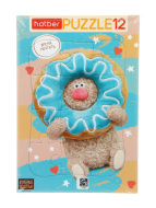 Пазл картонный HATBER "Кофейные коты", 12 элементов