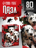 Пазл картонный PUZZLE TIME "Милые щенки", 80 элементов