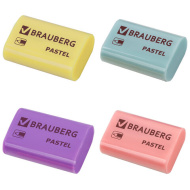 Ластик BRAUBERG "Pastel", ассорти пастельных цветов