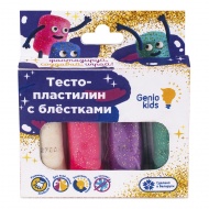 Тесто-пластилин Genio Kids Набор "4 цвета с блёстками», 120