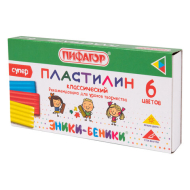 Пластилин классический ПИФАГОР "ЭНИКИ-БЕНИКИ СУПЕР", 6 цветов, 120 г, со стеком