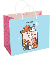 Пакет подарочный MESHU "Kitty sparkles", выборочный лак, блестки, матовая ламинация, 23*18*10см 