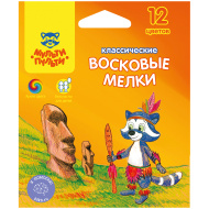 Мелки восковые Мульти-Пульти "Енот на острове Пасхи", 12цв., круглые