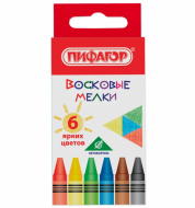 Восковые мелки ПИФАГОР, НАБОР 6 цв., 