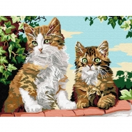 Живопись по номерам на картоне 30х40 см "Два котенка", Azart