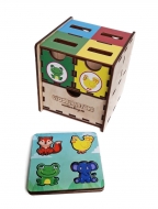 Развивающая деревянная игрушка Комодик-куб "Животные"