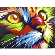 Живопись по номерам на картоне 30х40 см "Радужный кот", Azart