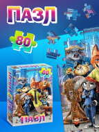 Пазл картонный HATBER "Дружные зверята", 80 элементов