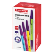 Ручка шариковая BRAUBERG "Офисная" NEON COLOR, синяя Ручка шариковая BRAUBERG "Офисная" NEON COLOR, синяя