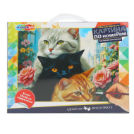 Картина по номерам  Мульти Арт "Три кота в розах ", на подрамнике, 30х40 см